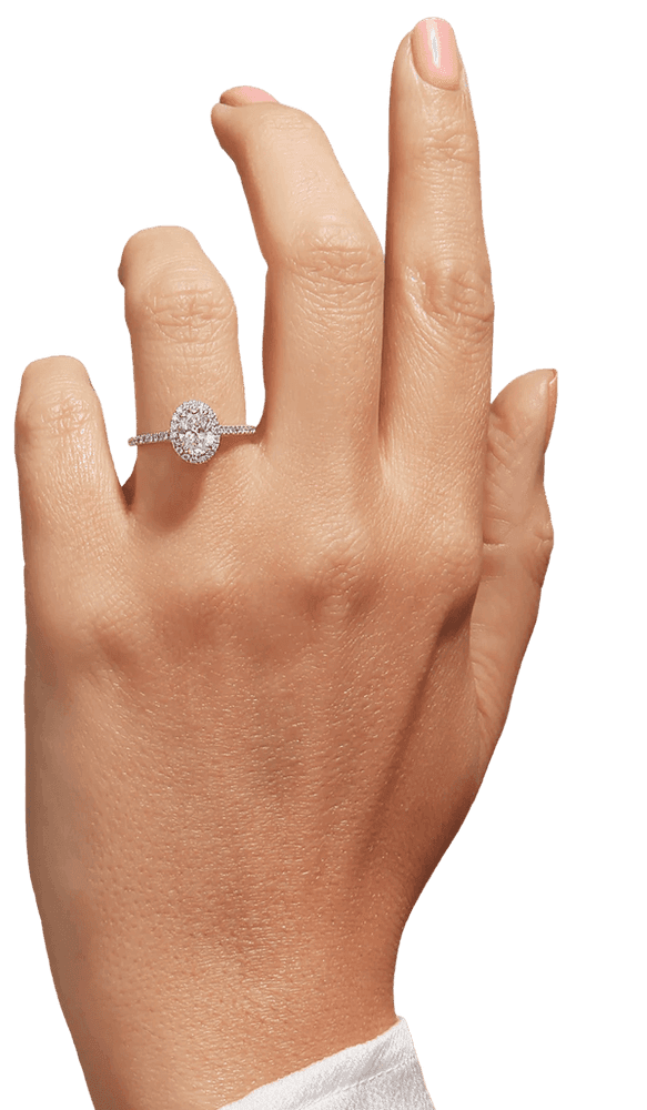 Hand wearing diamond ring